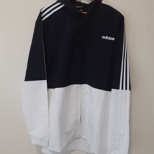 ADIDAS WINDBREAKER MENS RAIN JACKET BLCK WHITE XL